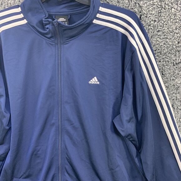 Vtg Y2K Adidas Jacket 3 Stripes Full Zip Track Blue Sz XL Hip Hop - Picture 6 of 13